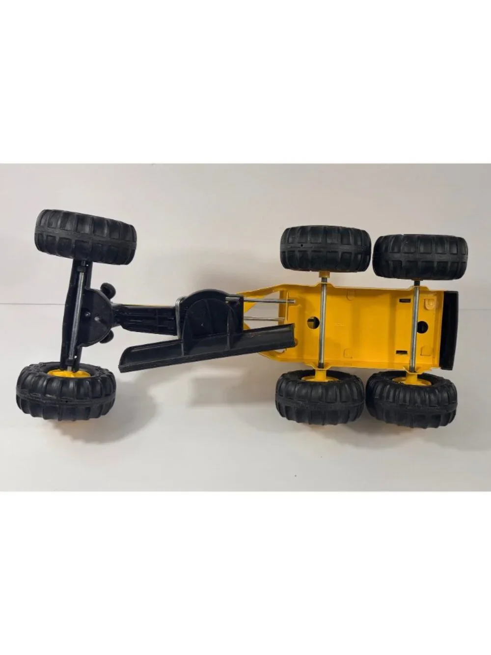 Vintage Tonka Yellow Steel Road Grader Construction Toy - 6-Wheel Design 17” Bla